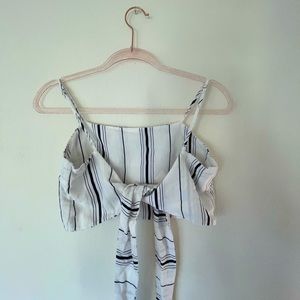 Brandy Melville Blue and White Tie Back Tank